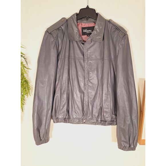 Wilsons Suede & Leather Men's Genuine Leather Jacket Gray Made In Korea - Picture 2 of 6